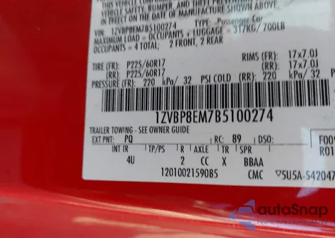 2011 Ford Mustang V6 Premium z USA, uszkodzony, nr VIN 1ZVBP8EM7B5100274